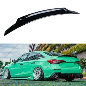 WheelX Rear Spoiler Compatible with 2022-2025 Honda Civic, Duckbill Fits for 22-25 4 Door Sedan, V3 Style Exterior High Kick Duckbill Trunk Tail Deck Lid Wing Lip (Glossy Black)