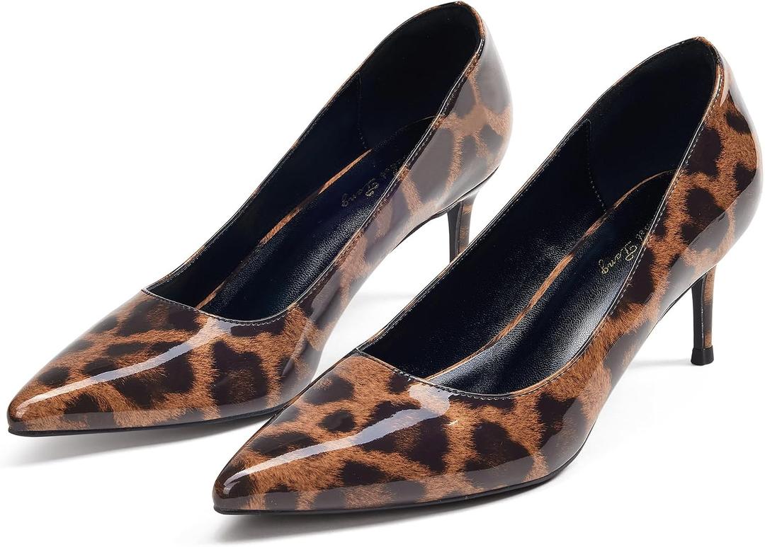 Elisabet Tang Kitten Heel Low Pumps 2.4 Inch Closed Pointed Toe Short Sexy Comfort Women Dressy Shoe at Work Office Date Prom Party Wedding Church