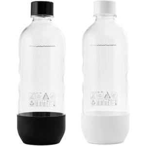 Replacement for SodaStream Bottles fits Fizz, One Touch, Jet, Source, Play, Genesis, Power (2-Pack, Black & White) (BlackWhite)