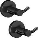 2 Pack Towel Hooks for Bathroom, Screw in Stainless Steel Wall Hooks for Hanging Coat Robe Keys (Matte Black)