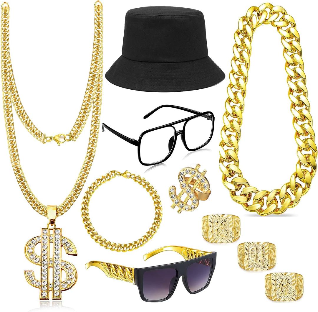 GIFIKOI Hip Hop Costume Kit 80s 90s Rapper Accessories