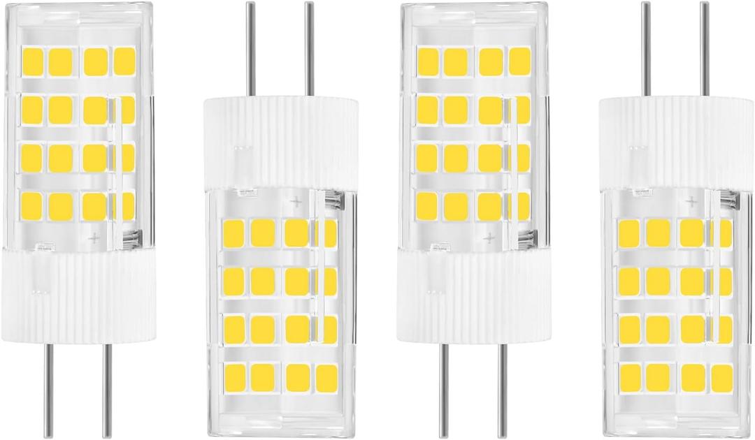 G5.3 12-24V AC/DC LED Bulbs 4 Watt Equivalent 40W Halogen JC Bi-Pin Base Light 400LM Non-dimmable for Track Light, Landscape (Warm White 3000K 4PACK)