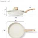 CAROTE Non Stick Frying Pan Skillet,10" Nonstick Fry Pan with Glass Lid, Egg Pan Omelet Pans, Granite Cookware PFOA Free White Granite, 10-Inch