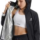 HOTSUIT Sauna Suit Women Machine Washable Sweat Sauna Jacket Pants Anti Rip Sweat Suits for Gym Workout, XS Black