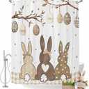 Easter Shower Curtains for Bathroom Bunny Spring Stall Shower Curtain Set Waterproof Polyester Bathroom Curtains Easter Eggs Rabbit Plaid Bathtub Decorations 72x72 Inch