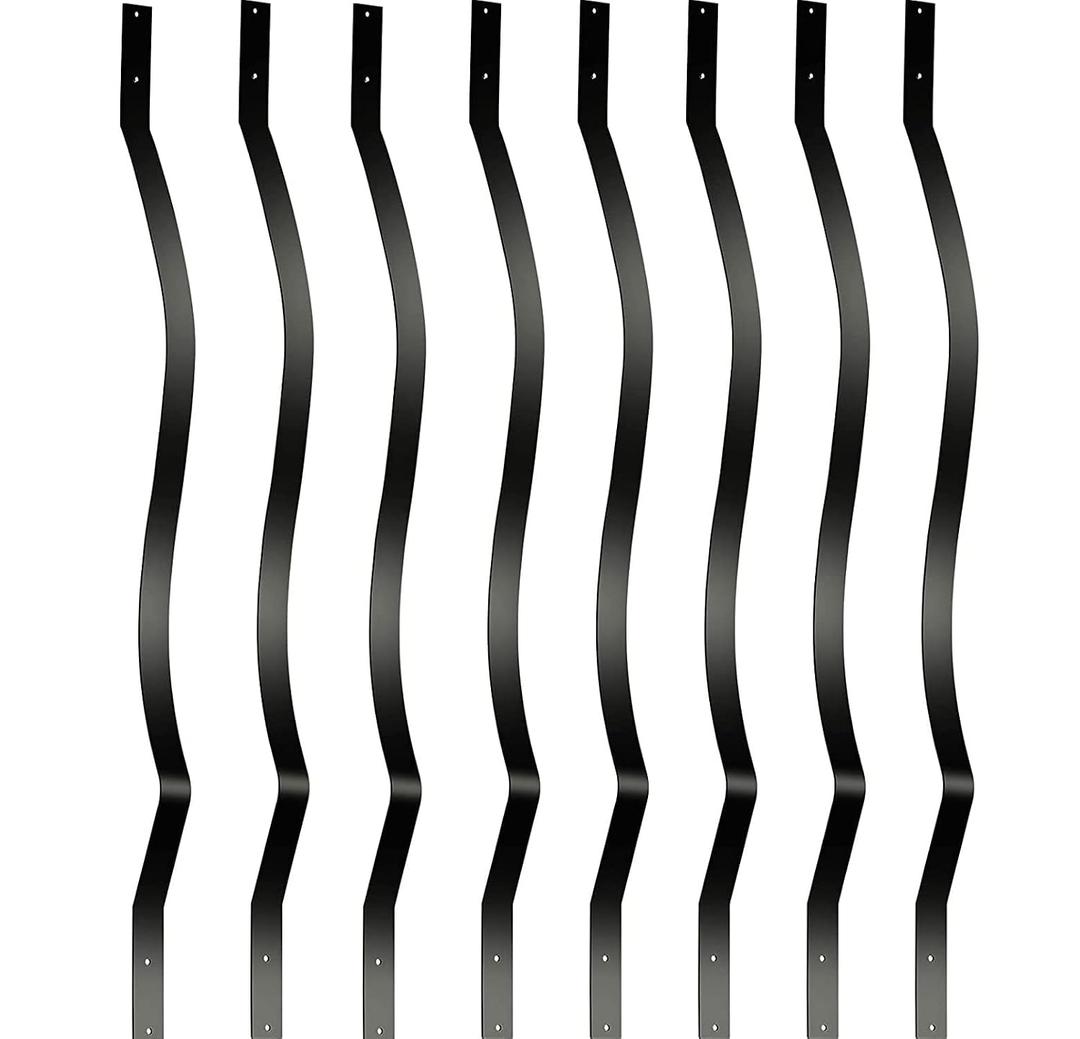 Akenow 61 Pack 32.25 x1 Metal Deck Spindles, Deck Balusters with Screws,Iron Balusters for Deck Railing, Porch Railing, Wave Arc Baluster for Wood Composite Deck