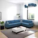NicBex 4 Piece Modern Velvet Living Room Set with Sofa and Loveseat Modular Sectional Set Living Room Furniture Sofa Couch,Blue