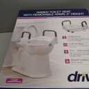 Drive Medical 2-in-1 Raised Toilet Seat with Removable Padded Arms - Elevated Bathroom Safety Support - Secure Locking Attachment - Easy Height Assistance - Durable Construction, Standard Toilets