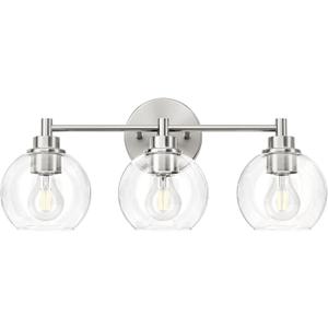 VONLUCE Bathroom Light Fixtures, 3-Light Vanity Light with Globe Glass Shades E26 Sockets, Bathroom Lights Over Mirror for Bedroom Hallway Living Room, Brushed Nickel Finish, ETL Certificated