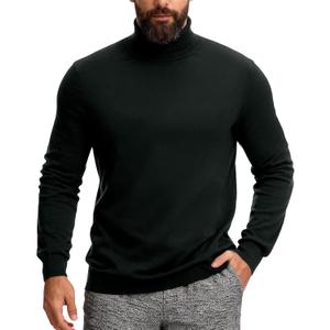 VPG Mens Turtleneck Long Sleeve Shirts, Long Sleeve Regular Fit Knit Turtle Neck Pullover Sweaters (XX-Large, Green)