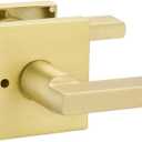 Goldenwarm Gold Door Handle Interior, Zinc Alloy Heavy Duty Brushed Gold Interior Door Handle for Bedroom Bathroom, Modern Square Privacy Door Levers (1 Pack)