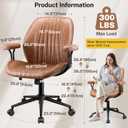 HeroSet Leather Office Chair with Removable Armrests, Mid Back Ergonomic Desk Chair with Lumbar Support, Adjustable Height Rocking Swivel Executive Chair for Home Office, Brown, 21 inches x 21 inches x 39 inches