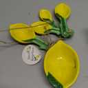 Lemon Shaped Measuring Cups and Spoon Set, Ceramic Kitchen Tools for Bakers, 4 Measuring Cups and 4 Measuring Spoons, Fresh Citrus Decor, Novelty Lemon Accessories, Unique Gift for Kitchen