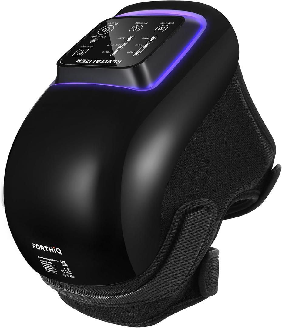 FORTHiQ Knee Massager Pro+ with Heat, Red Light and Vibration, 6-in-1, Dual-Wavelength - Cordless, Portable, Adjustable Straps, Easy to Use, Saves Your Settings, FSA or HSA Eligible