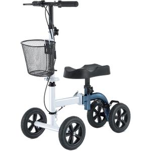 Knee Scooter,All-Terrain Foldable Knee Scooter Walker Economical Knee Scooters for Foot Injuries Best Crutches Alternative (White+Blue)