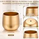 8 Pcs Small Gold Vases for Centerpieces Tall Metal Flower Trumpet Vase Vintage Compote Planter Plant Pots for Wedding Party Table Centerpiece Decorations (4.1 Inch,Pot)