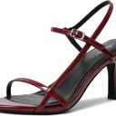 Mostrin Heels for Women Strappy Sandals Square Open Toe High Heel Sandals Ankle Strap Stiletto Heels for Party Wedding (8, Burgundy 05)