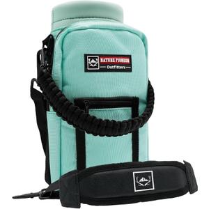 NATURE PIONEOR Water Bottle Holder with Adjustable Strap - 25/32/40oz Insulated Water Bottle Carrier Sling Sleeve with Paracord Handle & 2 Storage Pockets, Hiking, Camping, Gym