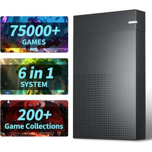 Kinhank 4tb Retro Game Hard Drive 6 Game System in 1 with 75000+ Games, Retro Game Consoles Compatible with 200+ Emulators, Portable Game Hard Drive Disk Compatible with Win 7/8/10/11