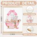 FDHSPAAM Vintage Pink Bathroom Wall Art Decor, Girly Bathroom Decor, Trendy Coquette Pink Bow Woman Drinking Wall Art Posters for Bath Room Washroom Restroom Spa, 12x16 Inch