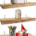 Wood Pegboard Shelves with Lip, 14" x 4" Peg Board Racks 3Pack Wall Organizer Shelf, 1/4 inch Heavy Duty Metal Brackets Fit All Pegboards, Display Craft Garage Workbench Office Shelving Accessories