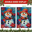 Christmas Garden Flags for Outside Winter Snowman Large Yard Flag, Stained Glass Style Seasonal Farmhouse Winter Xmas Holiday Outdoor Decor 28x40 Inch Double Sided