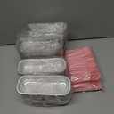 LOKQING 100 Pack Mini Loaf Pans with Lids Rectangle Individual Cake Pans Aluminum Foil Pans for Large Gatherings Picnics Vacations Parties(Pink, 6.8 OZ)