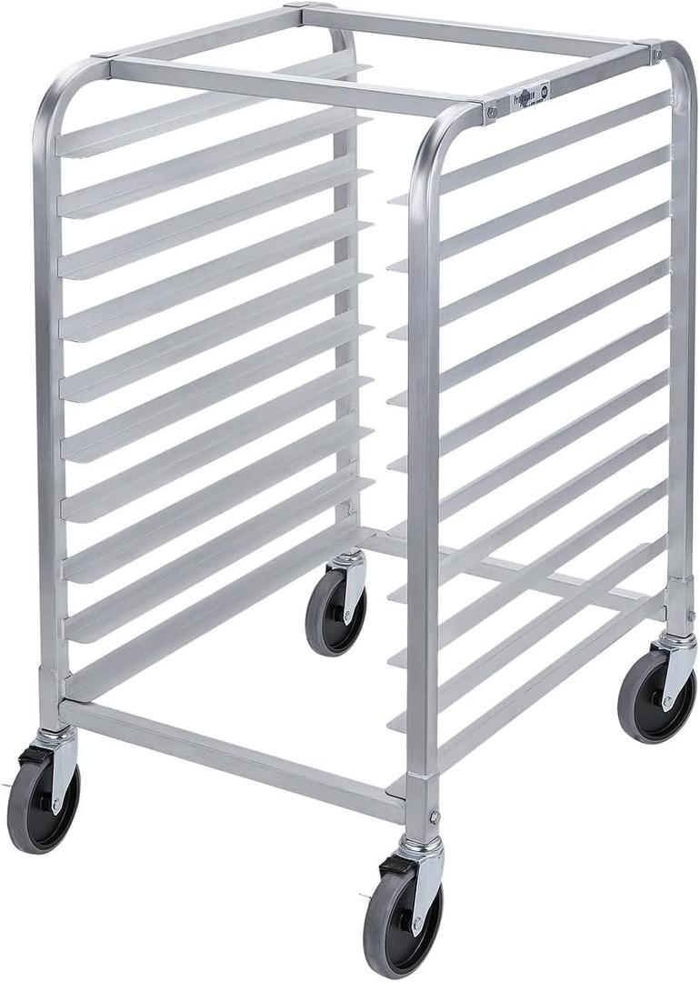 Profeeshaw Bun Pan Bakery Rack 10 Tier with Wheels, Aluminum Racking Trolley Storage for Half or Full Sheets