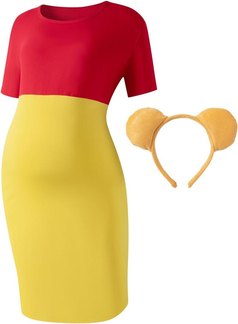 PROMOTED TO BIG SISTER Women Halloween Maternity Princess Costume Queen Fairytale Dress (Medium, Multicoloured)