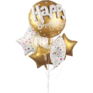 36inch Large Gold Round Foil Helium Mylar Balloons Set 8pcs For Gold Happy Birthday Party Decorations