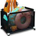 Pool Float Storage- Durable Mesh Pool Storage Bin with Wheels, Ideal for Organizing Pool Floats, Noodles, Toys, and Outdoor Equipment  Easy Mobility with Brake Function for Secure Storage