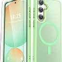 for Samsung Galaxy S25 Case, Matte Magnetic Phone Case with 1 Screen Protector, Support for Magsafe, Translucent Frosted Shockproof Protective Cover for Samsung Galaxy S25, Mint Green | Matte, Magnetic, Support for Magsafe, Translucent, Frosted