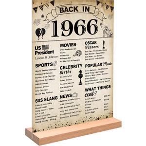 DARUNAXY 60th Birthday Party Decorations, Vintage Back in 1966 Poster Acrylic Sign with Stand 60 Year Old Party Supplies for Men& Women Vintage 1966 Table Decor 60th Anniversary Class Reunion Gifts