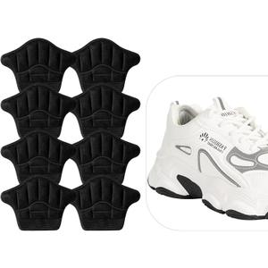 Reusable Heel Guards Liners for Loose Shoes & Too Big Boots - Self-Adhesive Heel Protector Pads (4 Black)