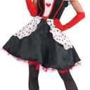 fun shack Queen of Hearts Costume for Women, Red Queen Outfit, Evil Costume for Women, Size S