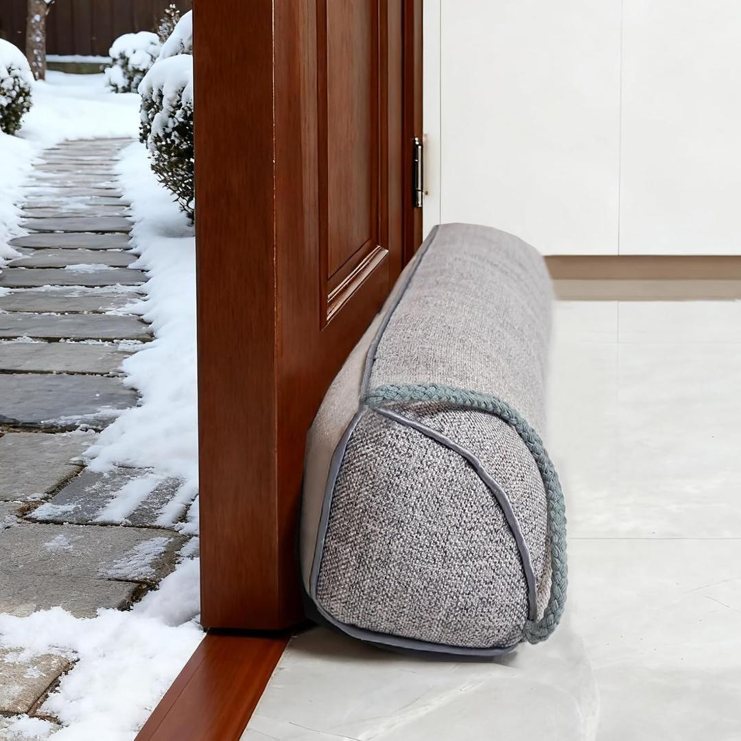 30 Inch Under Door Draft Stopper, Blocks Hot Cold Air Wind from Door and Window Bottom,Weather Seal, Reduce Noise Light,Triangular, Gray