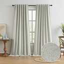 KEQIAOSUOCAI Full Shading Linen Curtains Greyish Beige 126 Inches Long Back Tab Track System 100% Blackout Thermal Insulated Total Darkness Drapes for Patio Living Room 50" x 126", 2 Panels