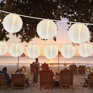 25 FT White Lantern String Lights, Chinese Lanterns with 10 LED G40 Light Bulbs, Plug-in Outdoor String Lights for Wedding Home Party Patio Garden Porch Backyard Cafe Decor