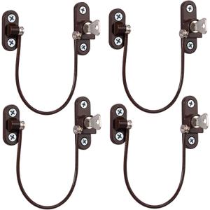 eSynic 4 Pack Window Child Safety Locks for upvc Windows Screw Mounted Window Opening Rrestrictor with Keys 185mm/7.3 Inch Long Wire Window Safety Restrictor for Baby Home Office Safety etc