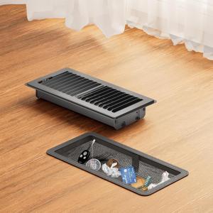 3 PACK Floor Register 4 x 10 Inch, HG Power Heavy Duty Floor Vent Covers for Home with Screen Net, Adjust Metal Rust Proof Finish Air Vent for Kitchen, Heat, Office (Gray)