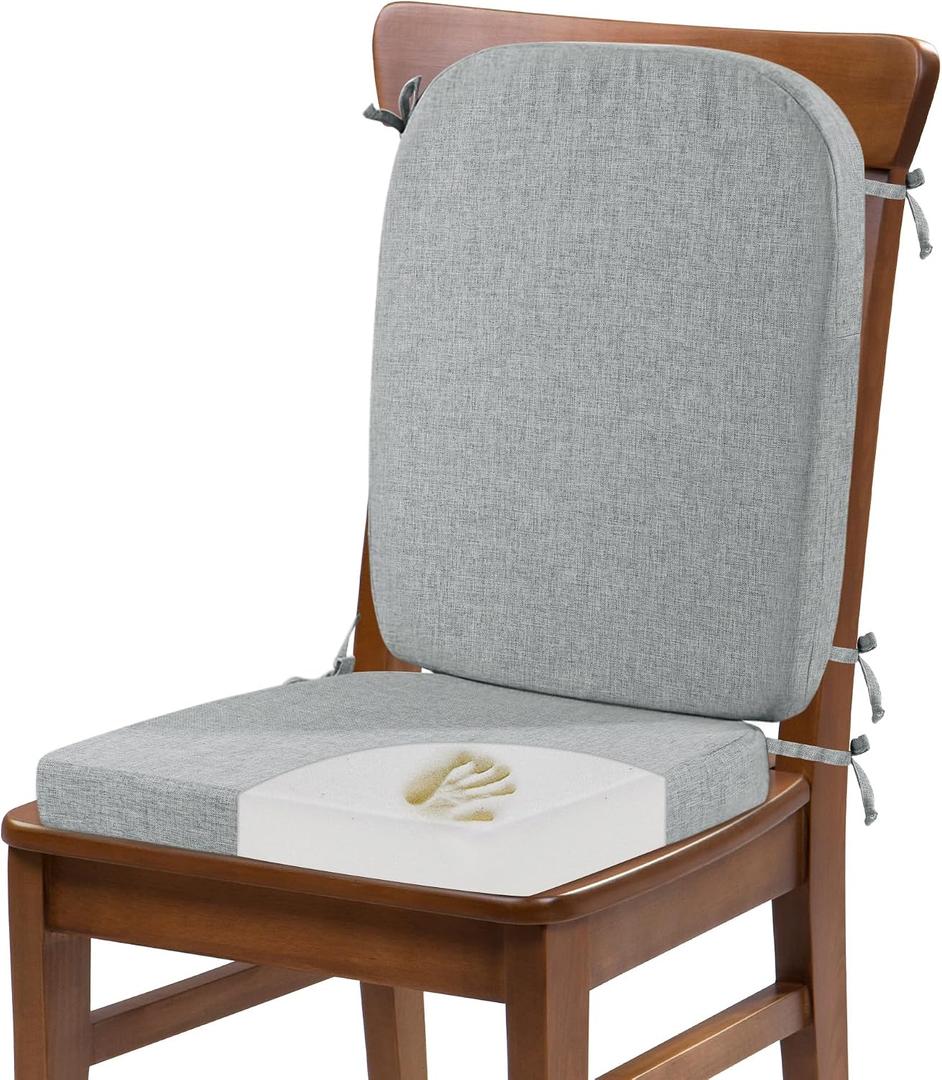 HOMBYS Kitchen Chair Back Cushion & Seat Cushion, Dining Room Chair Cushions,Seat Cushions for Kitchen Chairs,High Density Foam Seat Pad & Backrest,Chair Pads for Dinning Chair with Elastic Bands,grey, 17 x 19.7 x 1.5 inches