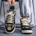 Men's Fashion High Top Chinese Style Skate Sneakers Stylish Comfortable Skateboarding Road Running Walking Shoes, Size 47