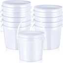 Yaomiao 10 Pcs 1 Gallon Bucket White Plastic Bucket Without Lids Paint Buckets Pails Paint Cans Storage with Handle Bucket Pail Container for Multipurpose Household Crafts Projects(1 Gallon)