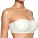 OEAK Womens Strapless Bras Push Up Bandeau Bra Non Slip Wireless Supportive Padded Bras Seamless Comfortable Tube Bra (Large, White)
