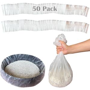 50 Pack Litter Box Liners Compatible with Hooded Litter Box Cat, Elastic Band Trash Bags for Disposal of Cat Waste, Waterproof and Leak Proof (Clear)