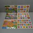 SYNARRY Wooden Puzzles for Toddlers 1-3, 6XSET Puzzles for Toddlers 2-4 with Rack, Learning Alphabet Number Shape Animal Dinosaur, Toddler Valentines Day Easter Basket Stuffers Gifts Toys for Boy Girl