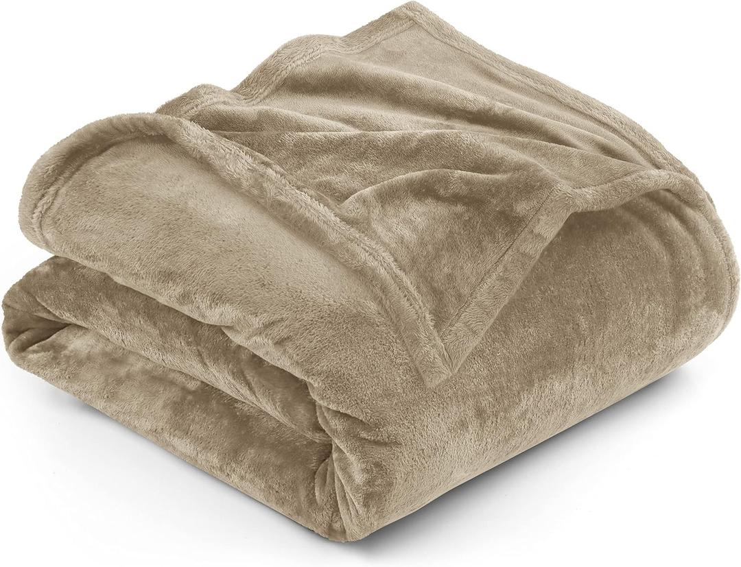 Utopia Bedding Fleece Blanket Queen Size Camel 300GSM Luxury Fuzzy Soft Anti-Static Microfiber Bed Blanket (90x90 Inch)