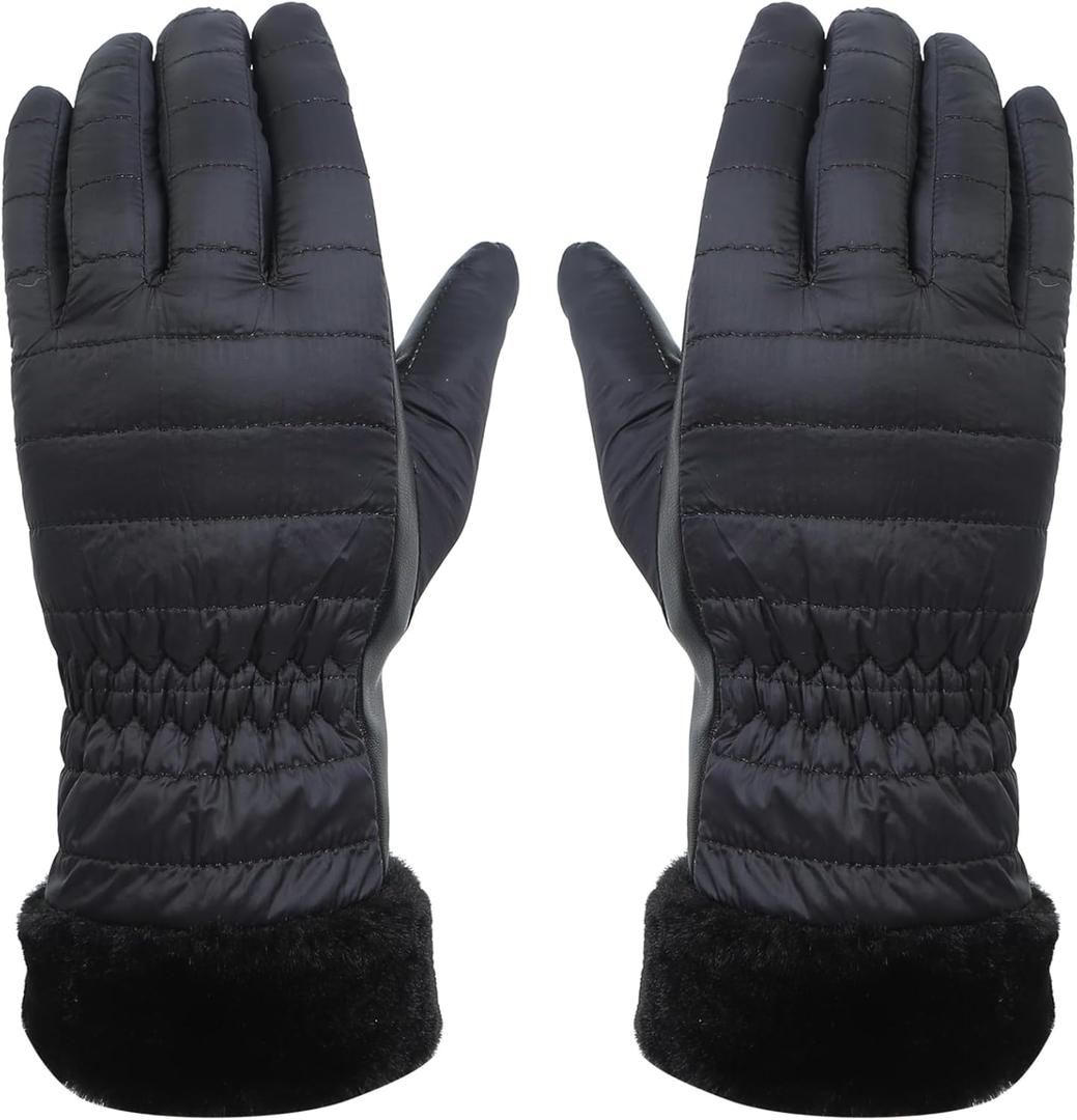 Heat Logic Thermal Winter Gloves for Women, Touchscreen Compatible Cold Weather Hand Gloves, Warm, Windproof and Soft Gloves (Small-Medium, Charcoal Black)
