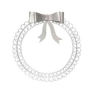 2 Pcs Christmas Photo Holder Display 17" Metal Wreath Xmas Card Holder Display Wall Hanging Decoration with Bow Wire Loop for Greeting Card Picture Insert Holiday Wall Decor(Silver)