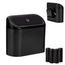 Ginsco Mini Car Trash Can with Lid, Small Car Garbage Can, Cute Leakproof ABS Car Trash Bin, Car Accessories for Interior, Garbage Bin for Car, Home, Office with 60pcs Trash Bags Black